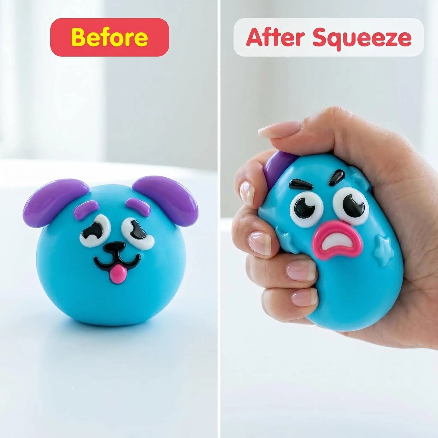 Smushers Interchangeable Squishy Dog Face Fidget Toy - Soft Moldable Sensory Stress Relief for Enhanced Tactile Play