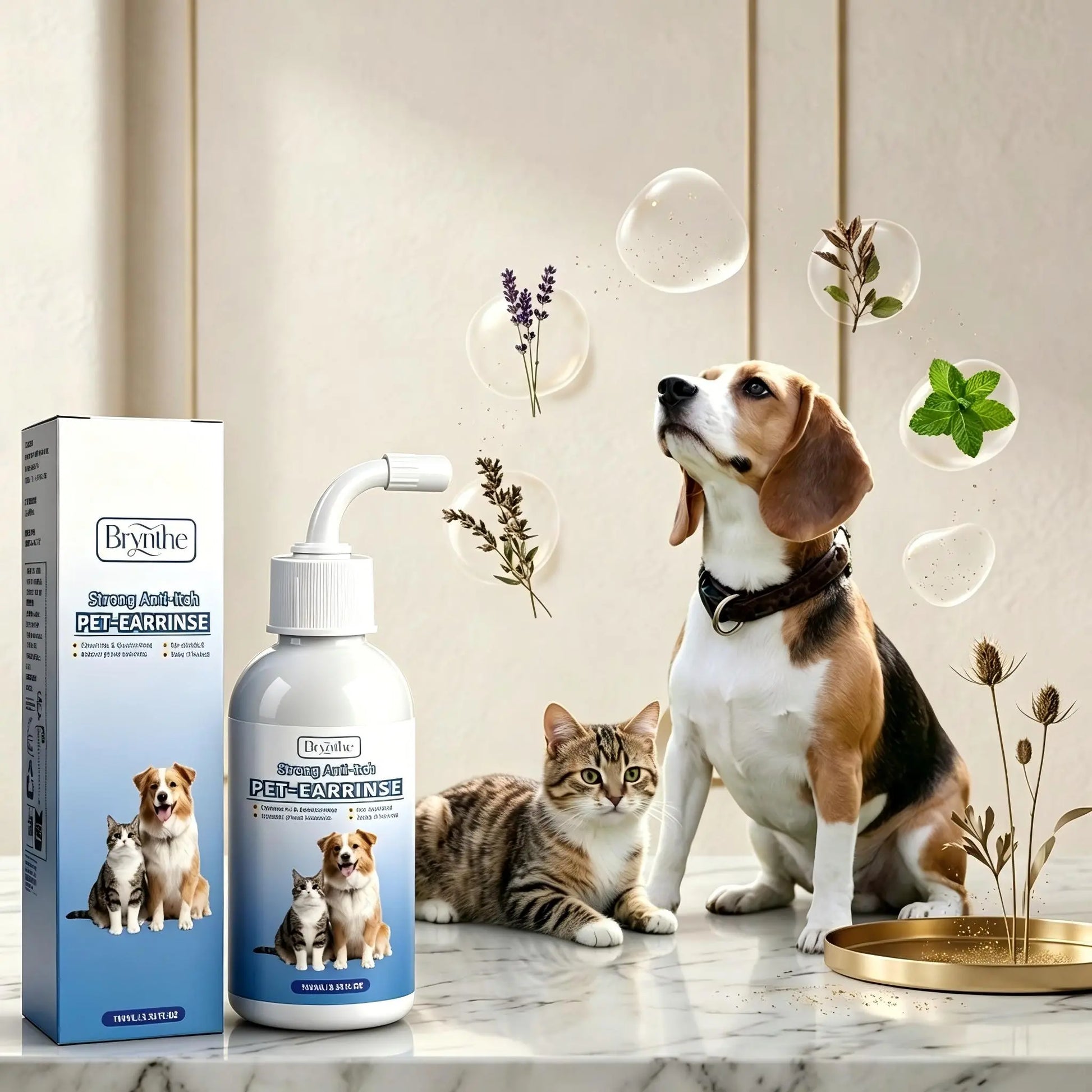 Gentle Pet Ear Cleanser - Odorless Cleaning Solution for Dogs and Cats
