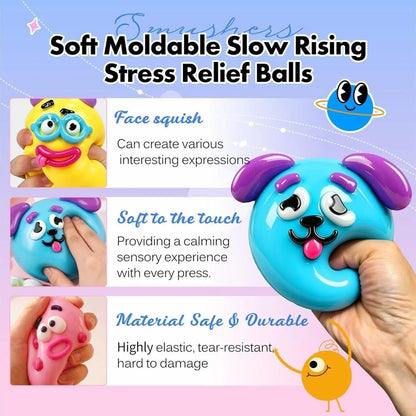 Smushers Interchangeable Squishy Dog Face Fidget Toy - Soft Moldable Sensory Stress Relief for Enhanced Tactile Play