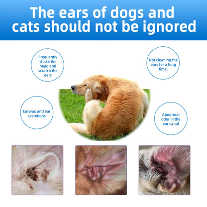 Gentle Pet Ear Cleanser - Odorless Cleaning Solution for Dogs and Cats
