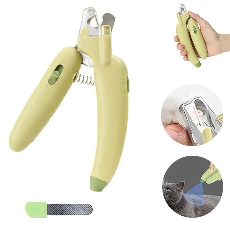 Professional LED and UV Nail Trimmer for Pets with Sharp Blades, Integrated Nail File, Nail Collector, and Ergonomic Non-Slip Handle for Safe Grooming of All Sizes