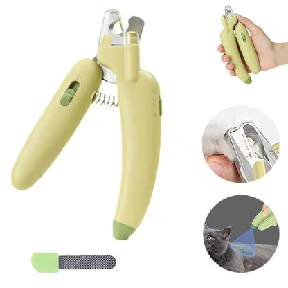 Professional LED and UV Nail Trimmer for Pets with Sharp Blades, Integrated Nail File, Nail Collector, and Ergonomic Non-Slip Handle for Safe Grooming of All Sizes