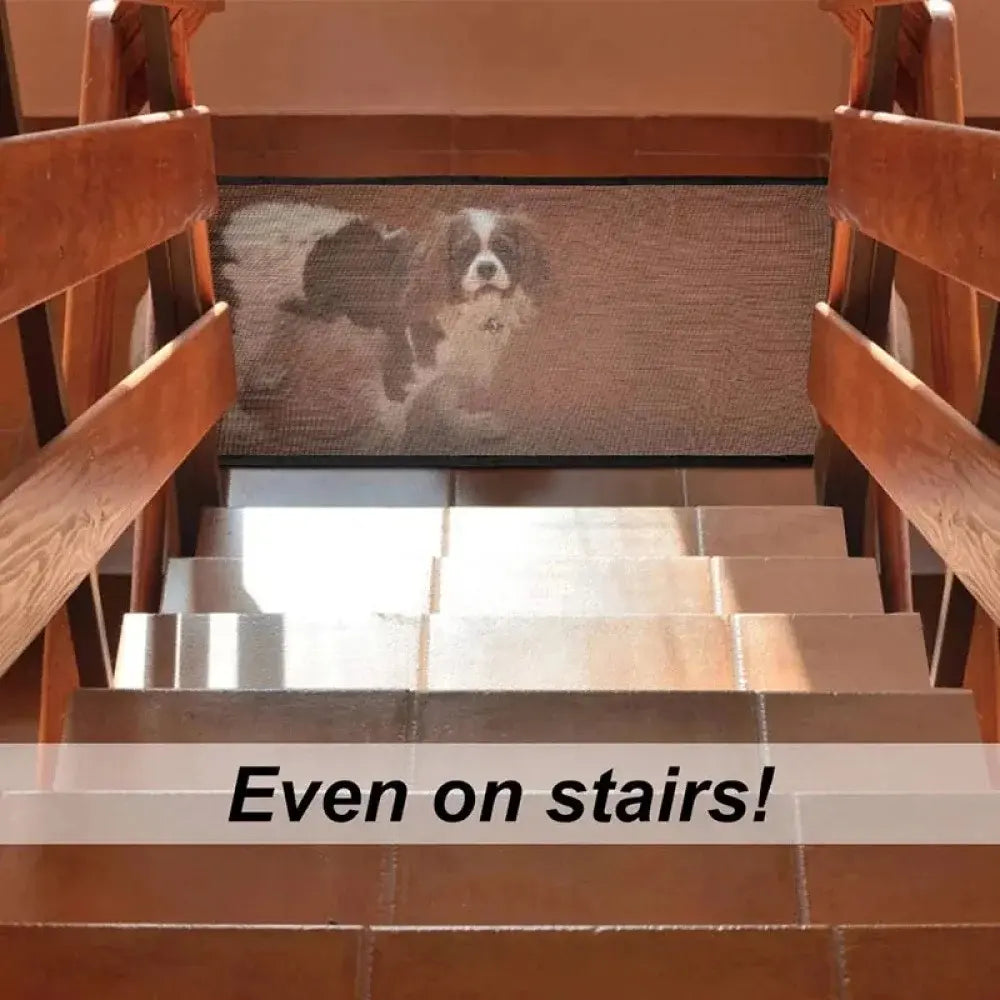 Pet Dog Gate Network Fence - Folding Breathable Mesh Enclosure for Stairs, Child Safety Barrier, Portable Pet Playpen, Punch-Free Isolation Net, and Stair Gate