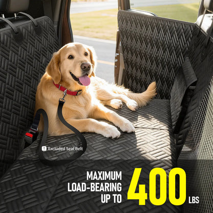 Premium Dog Car Seat Cover with Reinforced Base, Supports up to 400 lbs | Innovative Waterproof Dog Hammock Back Seat Extender for Cars, SUVs, and Full-Size Trucks (Available in Small and Large Sizes)