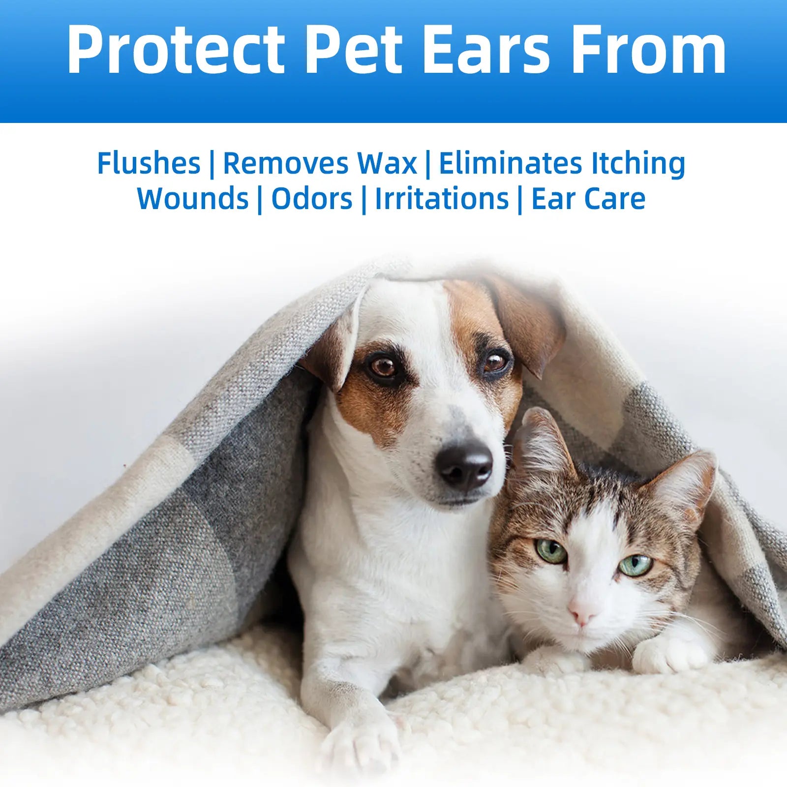 Gentle Pet Ear Cleanser - Odorless Cleaning Solution for Dogs and Cats