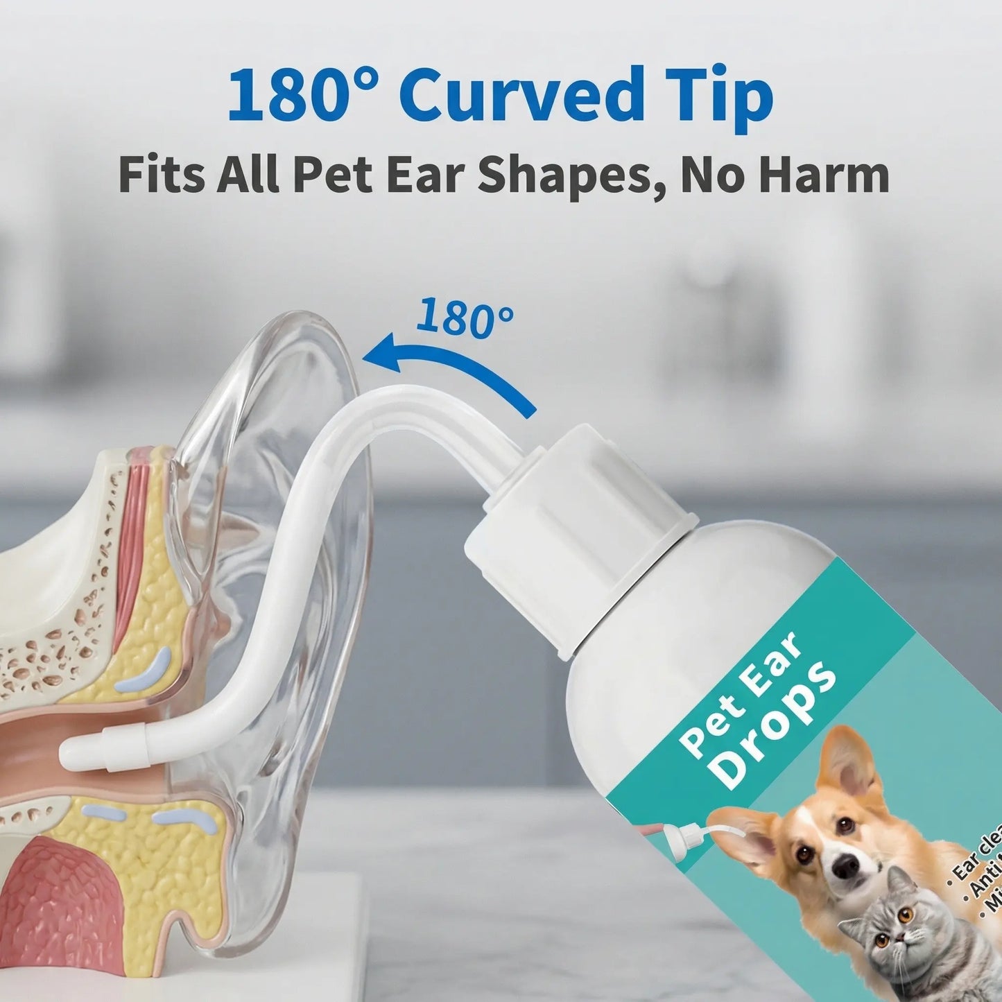 Pet Ear Cleaner Drops for Dogs and Cats - Effective Treatment for Ear Infections and Mites, Optimal Ear Care Solution for Grooming