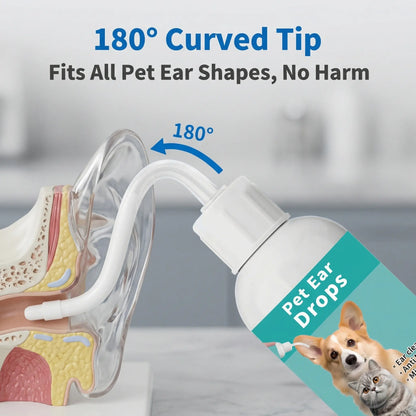 Pet Ear Cleaner Drops for Dogs and Cats - Effective Treatment for Ear Infections and Mites, Optimal Ear Care Solution for Grooming