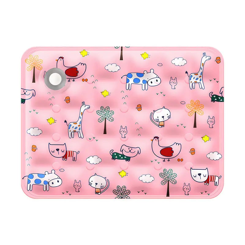 Cotton Cooling Dog Mat - Contemporary Geometric Design with Heart-Snap, Washable Non-Slip Pet Pad for Crate and Floor Use, Ideal for Small to Large Dogs