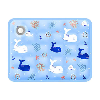 Cotton Cooling Dog Mat - Contemporary Geometric Design with Heart-Snap, Washable Non-Slip Pet Pad for Crate and Floor Use, Ideal for Small to Large Dogs
