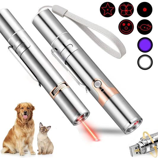 USB Rechargeable Rotatable Pet Laser Light Toy with 5 Adjustable Modes for Interactive Training, Ideal for Indoor Cats and Dogs