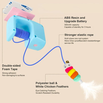 Interactive Retractable Bungee Cat Toy - Automatic USB Rechargeable Hanging Door Teaser for Indoor Play, Exercise, and Pet Training