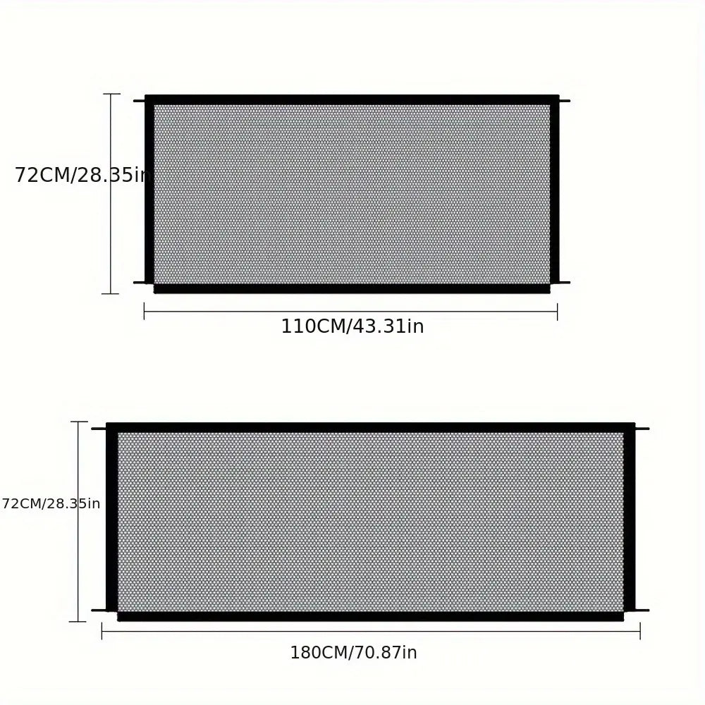 Pet Dog Gate Network Fence - Folding Breathable Mesh Enclosure for Stairs, Child Safety Barrier, Portable Pet Playpen, Punch-Free Isolation Net, and Stair Gate