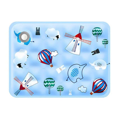 Cotton Cooling Dog Mat - Contemporary Geometric Design with Heart-Snap, Washable Non-Slip Pet Pad for Crate and Floor Use, Ideal for Small to Large Dogs