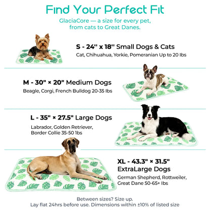 Dog and Cat Cooling Mat - Soft, Breathable Self-Cooling Pad for Pet Beds, 23" x 18" Non-Slip Washable Mat for Indoor and Outdoor Use, Leaf Design