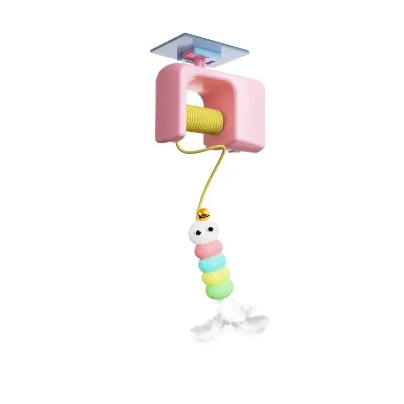 Interactive Retractable Bungee Cat Toy - Automatic USB Rechargeable Hanging Door Teaser for Indoor Play, Exercise, and Pet Training