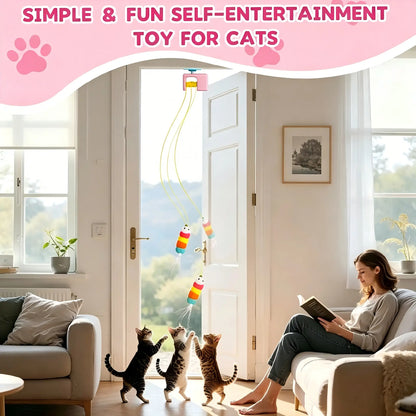 Interactive Retractable Bungee Cat Toy - Automatic USB Rechargeable Hanging Door Teaser for Indoor Play, Exercise, and Pet Training