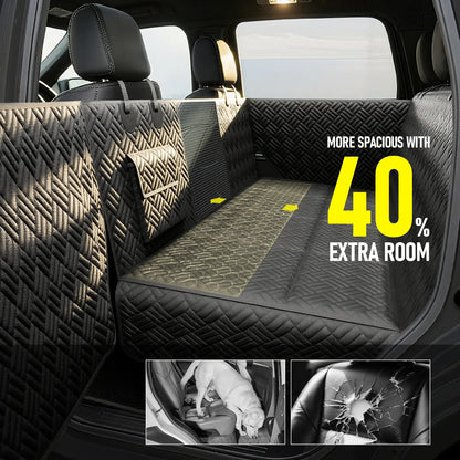 Premium Dog Car Seat Cover with Reinforced Base, Supports up to 400 lbs | Innovative Waterproof Dog Hammock Back Seat Extender for Cars, SUVs, and Full-Size Trucks (Available in Small and Large Sizes)