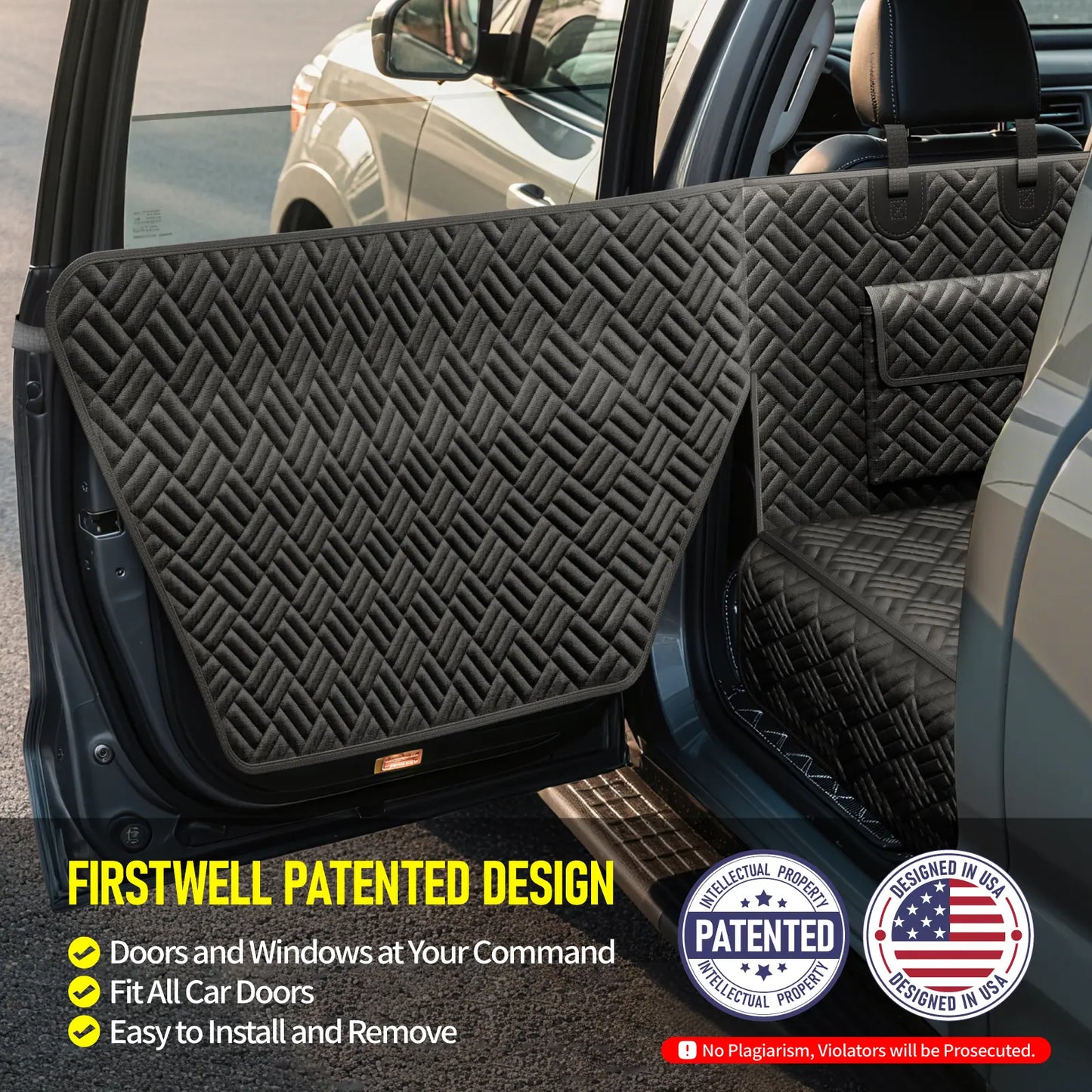 Premium Dog Car Seat Cover with Reinforced Base, Supports up to 400 lbs | Innovative Waterproof Dog Hammock Back Seat Extender for Cars, SUVs, and Full-Size Trucks (Available in Small and Large Sizes)